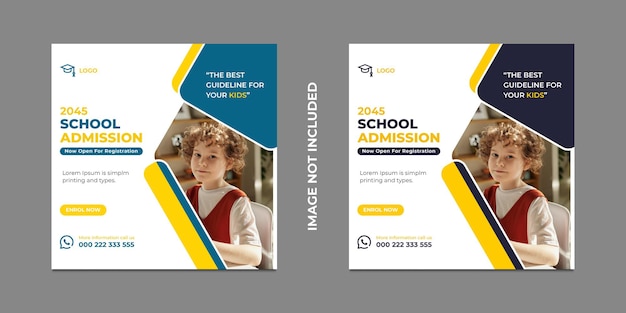 School admission web banner and back to school admission promotion square banner template design