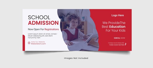 Vettore banner web per l'ammissione a scuola e modello di progettazione della copertina di facebook