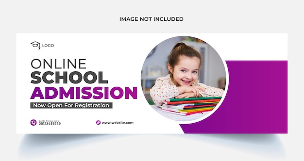 Vector school admission web banner or facebook cover template