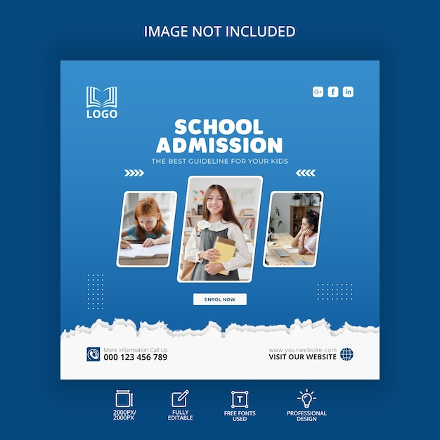 School admission web banner &amp; social media post template