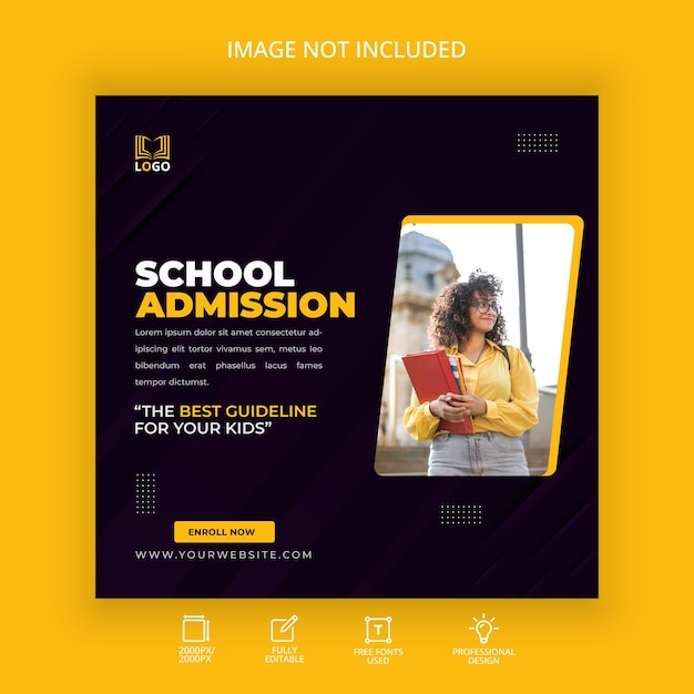 School admission web banner & social media post template