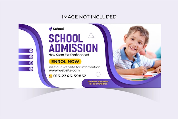 School admission web banner template Vector