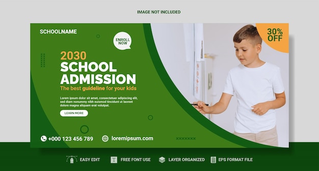 Modello di banner web ammissione alla scuola