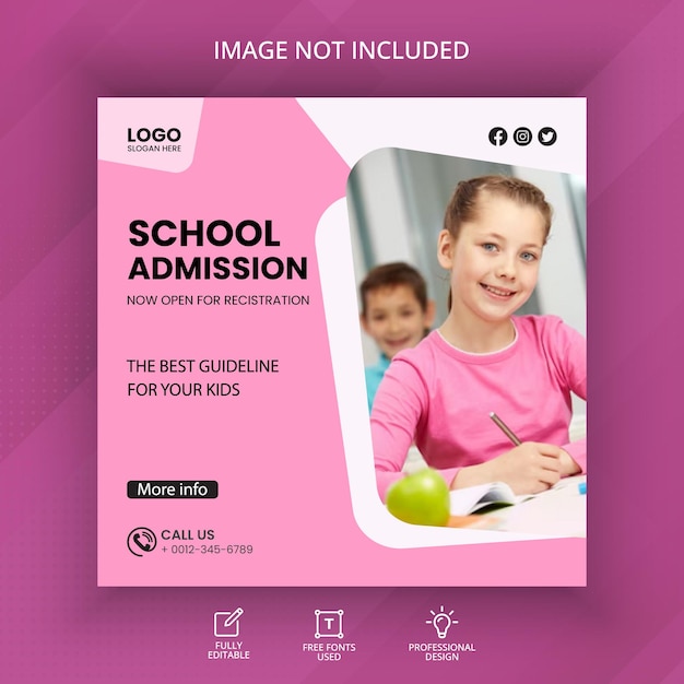 Vector school admission web banner template