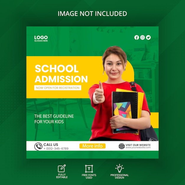 Vector school admission web banner template