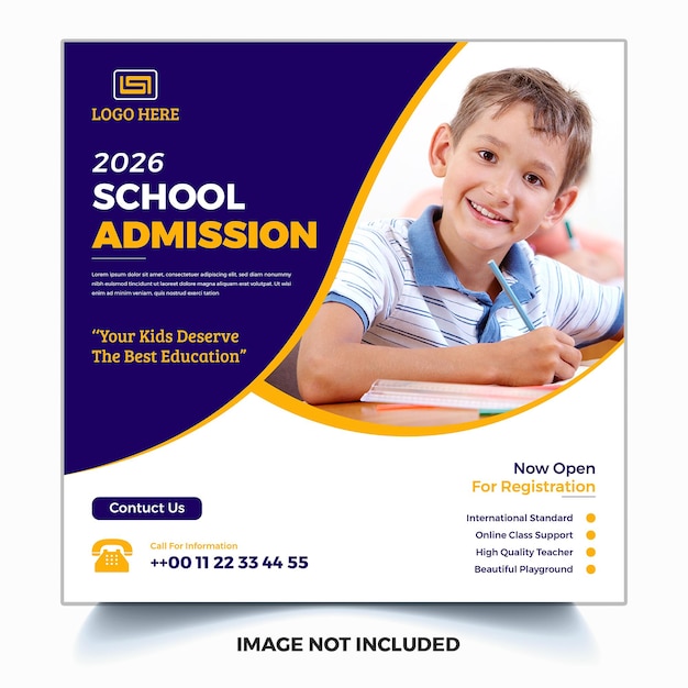 School admission web social media post template