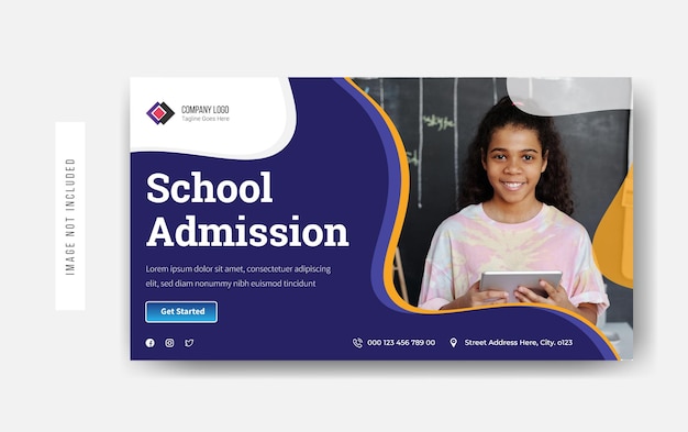 Vector school admission youtube thumbnail design premium vector