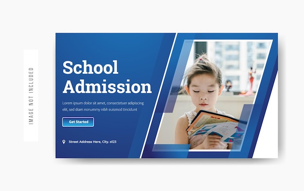 Vector school admission youtube thumbnail template design premium vector