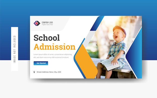 School admission YouTube thumbnail template design premium vector