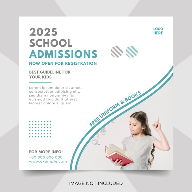 School admissions banner or back to school social media post template