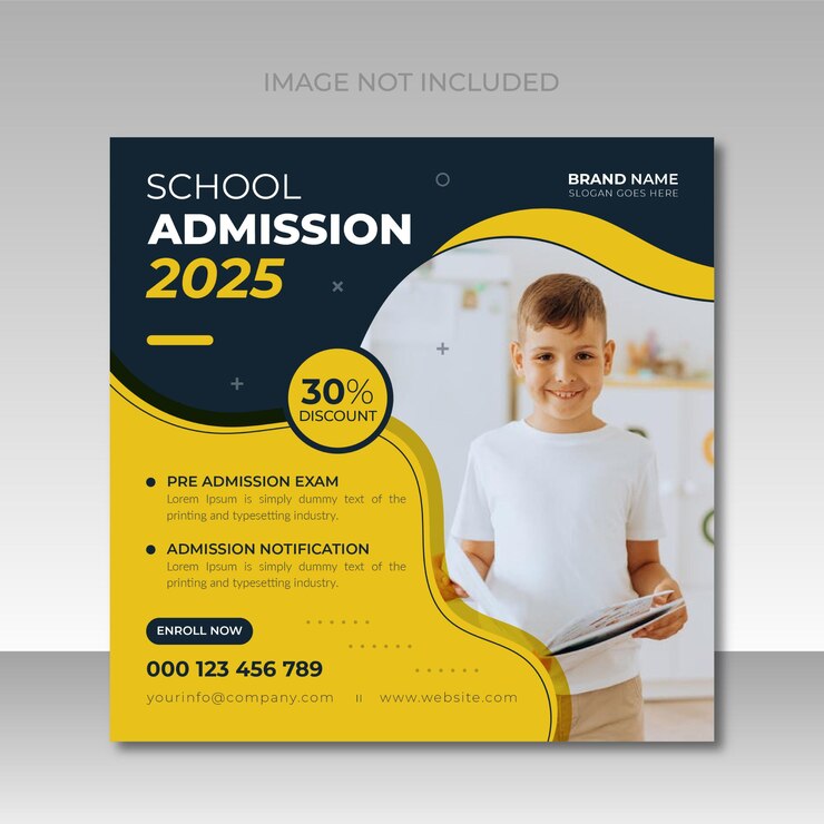 School admissions social media post design or web banner template