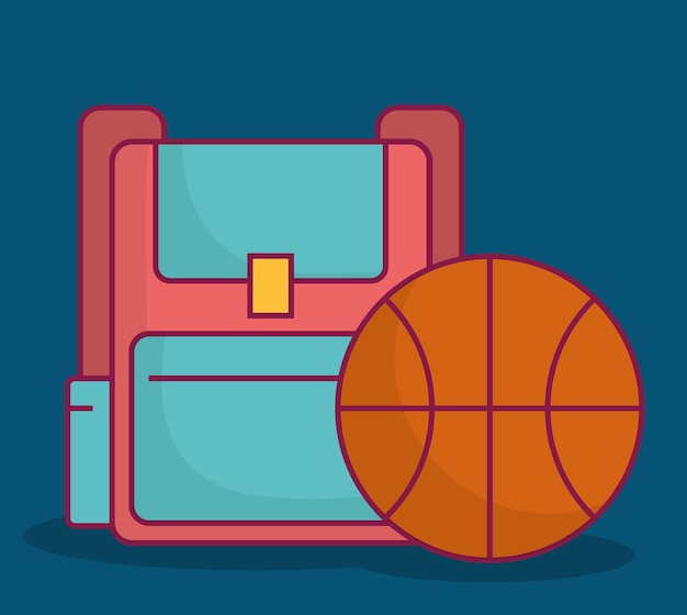 school backpack and basketball ball icon 