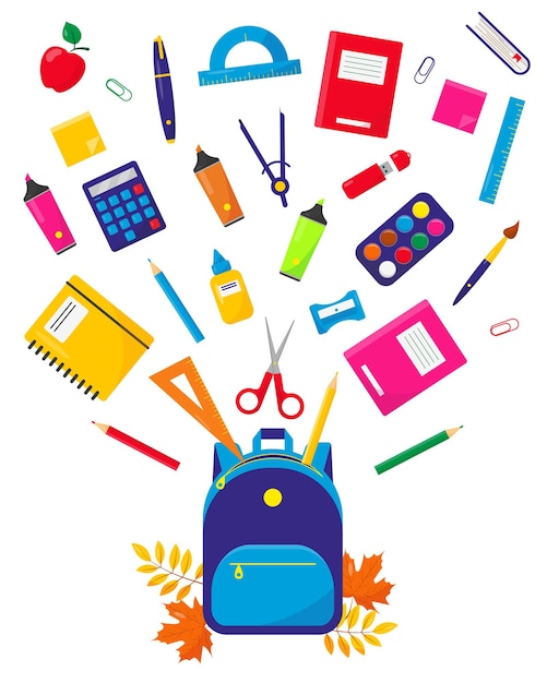 Back to school typography vector illustration colorful modern and school  items elements decoration background. 10564623 Vector Art at Vecteezy