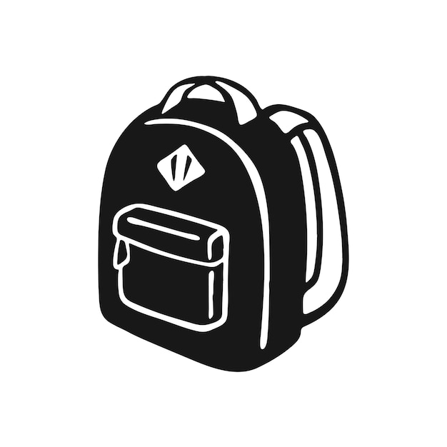 School backpack in silhouette style Isolated element on white background