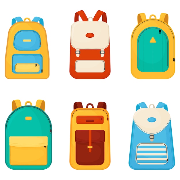 Vector school bag  cartoon icon.