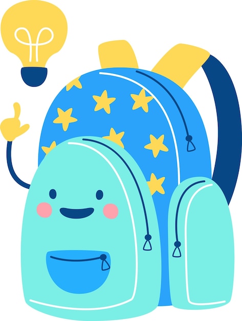 Vector school bag character has idea