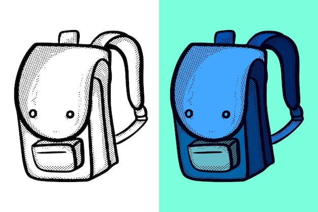 Школьная сумка рисованной мультяшный винтажный стиль свободный вектор
