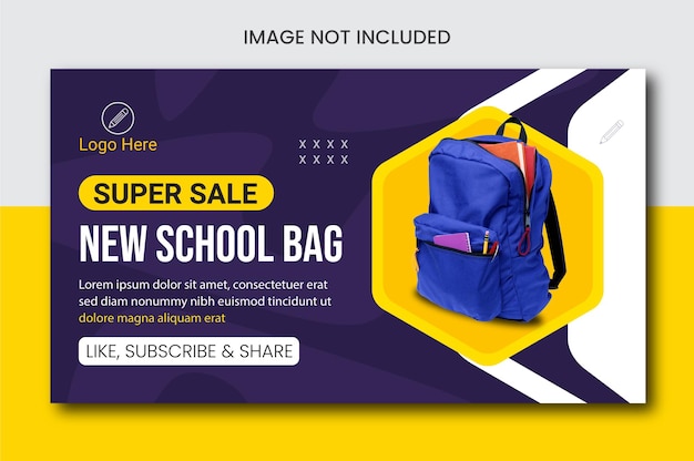 распродажа школьных сумок дизайн эскизов и макетов для YouTube дизайн эскизов видео и дизайн веб-баннеров