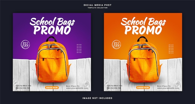 School bags promo social media post template