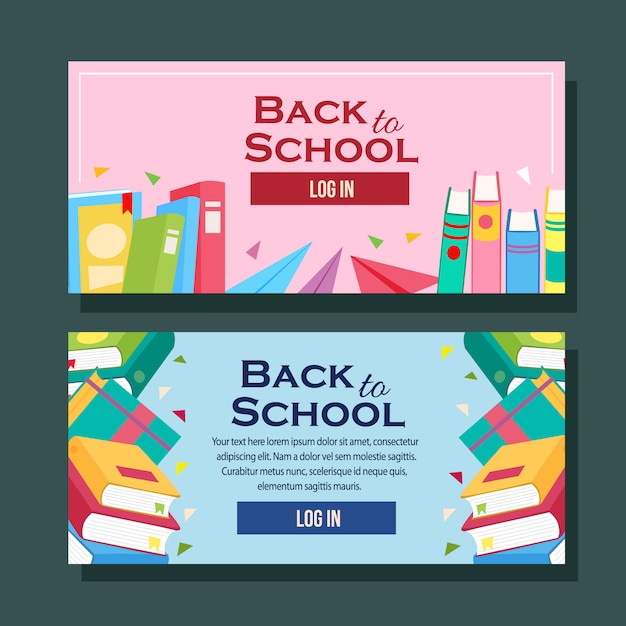 School banner horizontale boeken plat