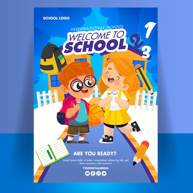 Vector school banner template flat vector design