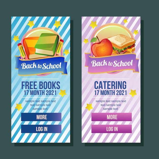 Vector school banner vertical book catering