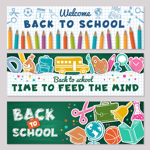 Vector school banners.  illustrations for back to school banners