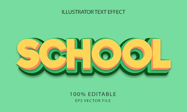 School bewerkbaar 3D-teksteffect