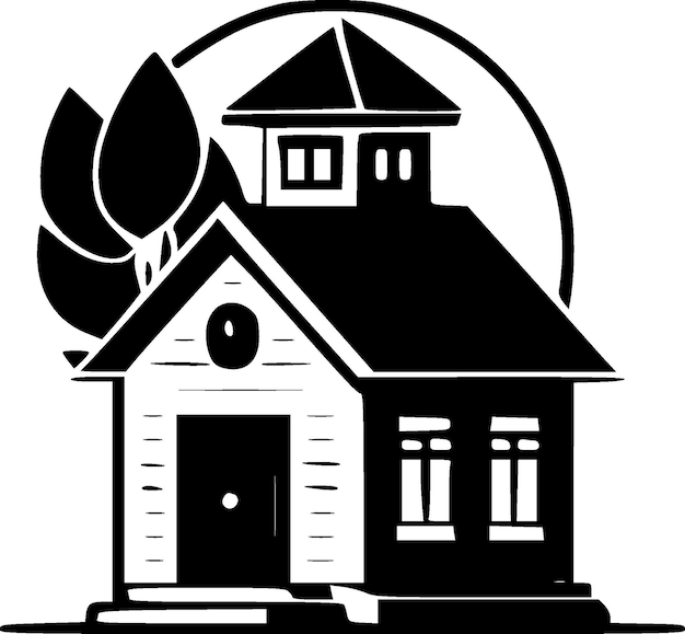 school house clip art black and white