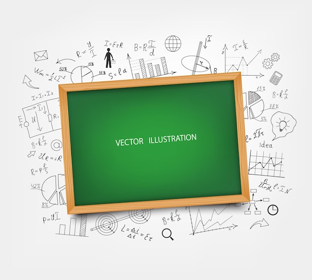 Vector the school board on the background of mathematical equations and formulas