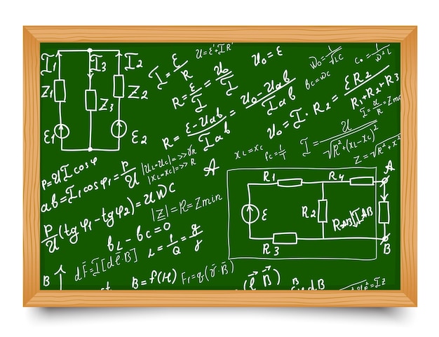 Vector the school board on the background of mathematical equations and formulas