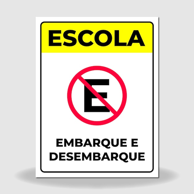 Vector school boarding and disembarking sign in portuguese