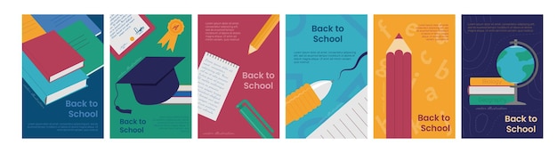 school book cover creative posters collection graphic university education cute abstract banner or card fun student paper notebook covers educational design vector utter concept
