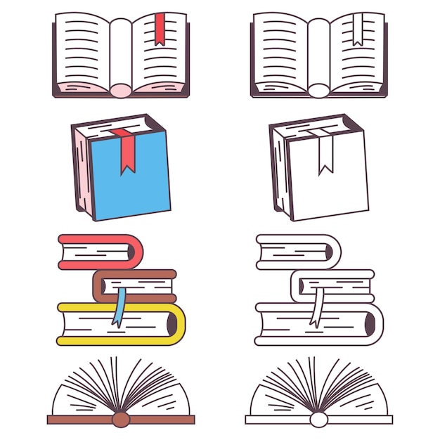 School books vector cartoon set isolated on a white background.