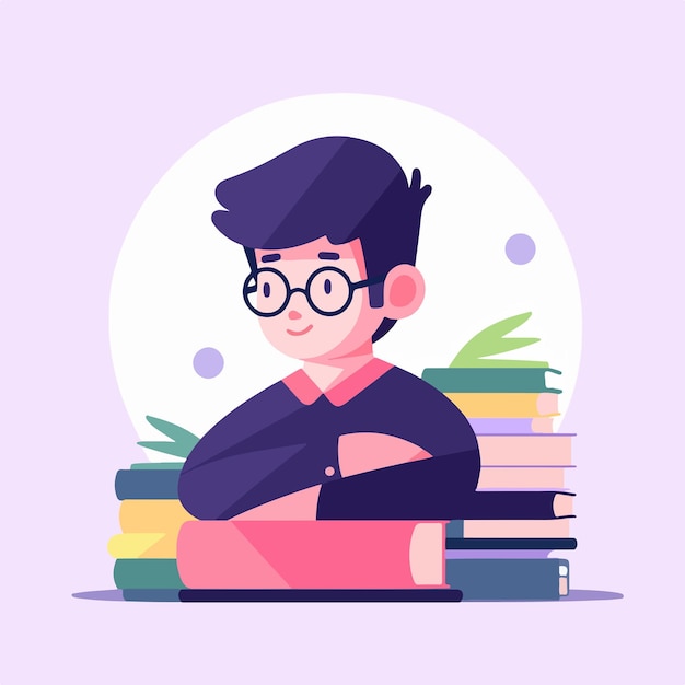 Vector school boy flat illustration vector