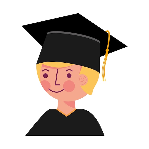 school boy in graduation clothes and hat vector illustration