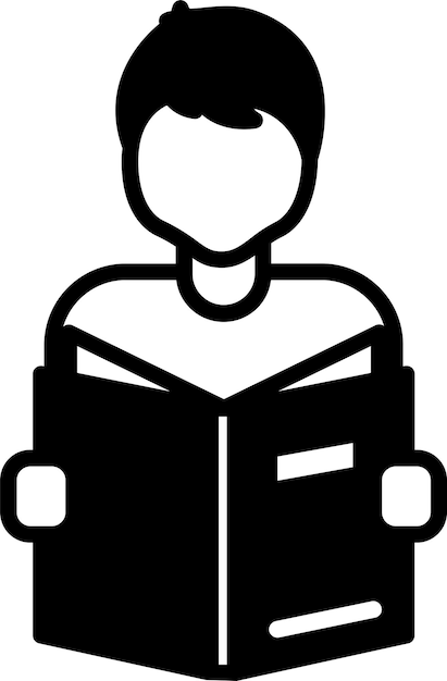 スクールボーイ 読書グリフとラインベクトルイラスト