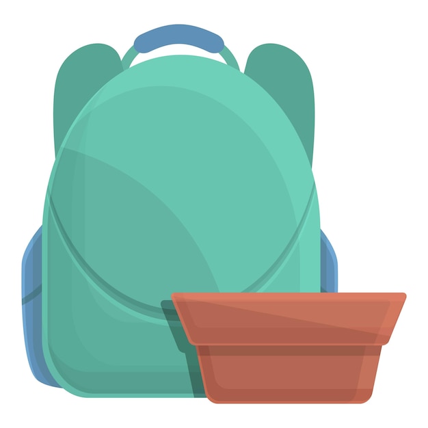 Вектор Иконка рюкзака для школьного завтрака мультфильм о векторной иконке рюкзака для школьного завтрака для веб-дизайна на белом фоне