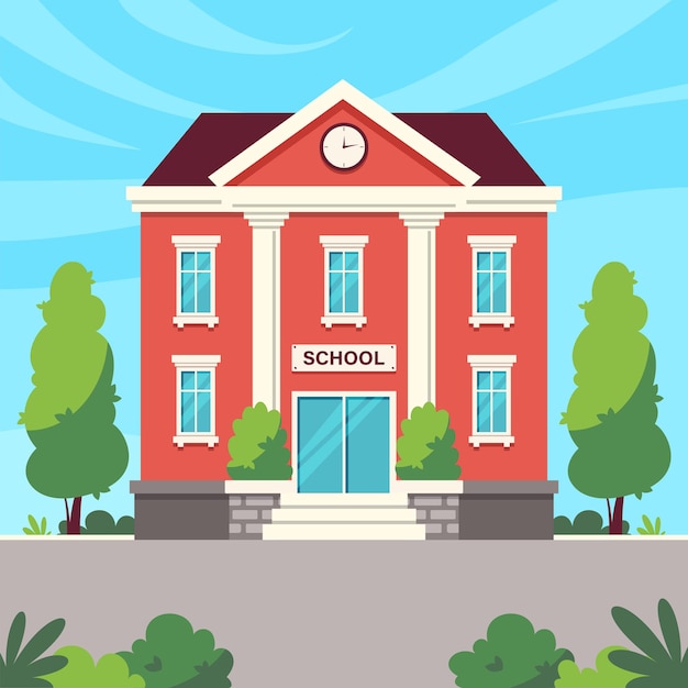 Premium Vector | School building back to school in flat illustration