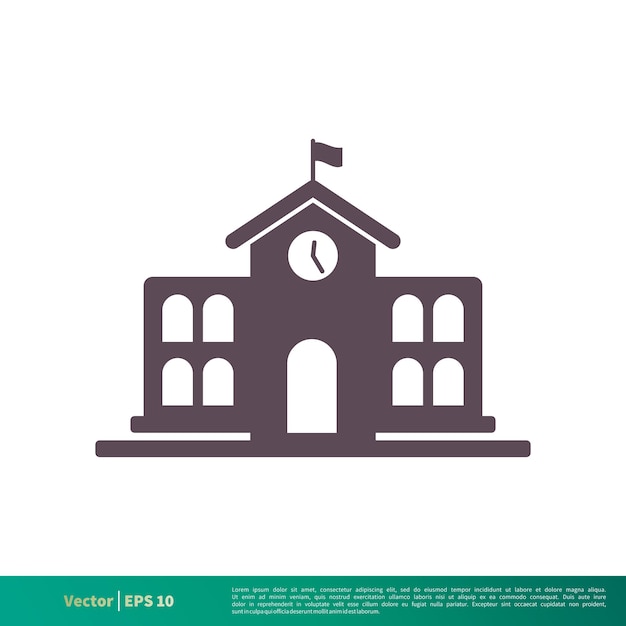 School Building Icon Vector Logo Template Illustration Design Vector EPS 10