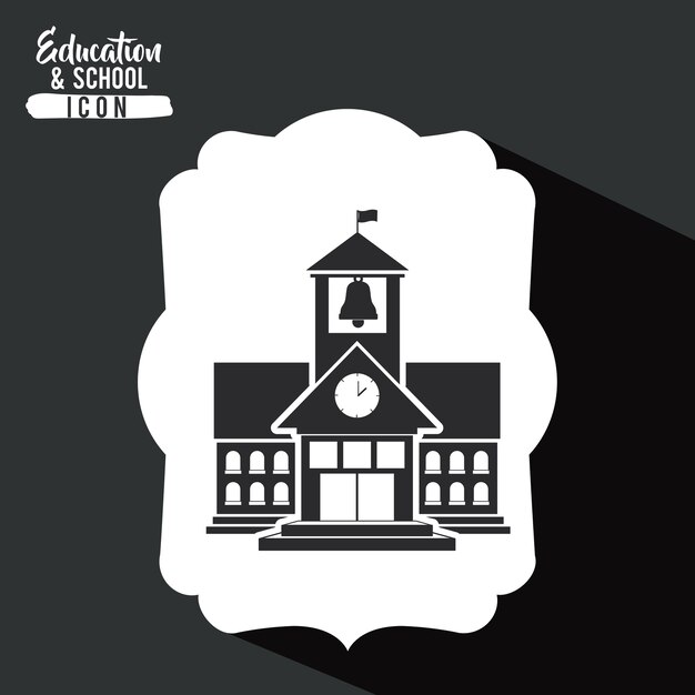 School building inside frame icon