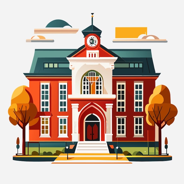 school building vector illustration