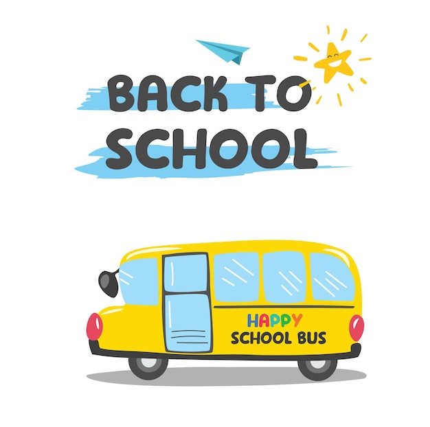 School bus and Back to school text vector School bus clip art Education concept Back to School le