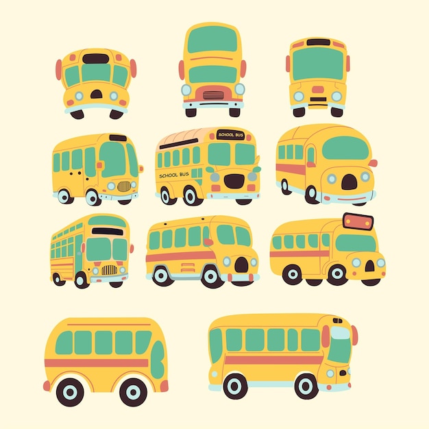 Vector school bus collection