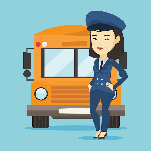 Vector school bus driver illustration.