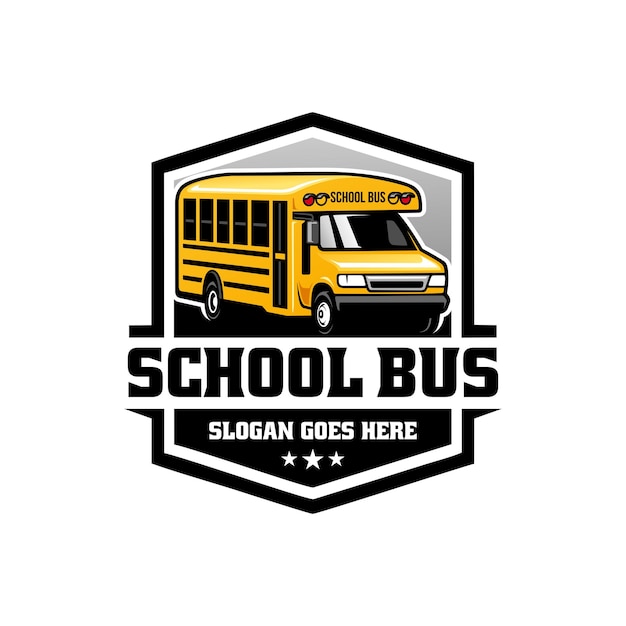 Vettore vettore del logo dell'illustrazione dello scuolabus