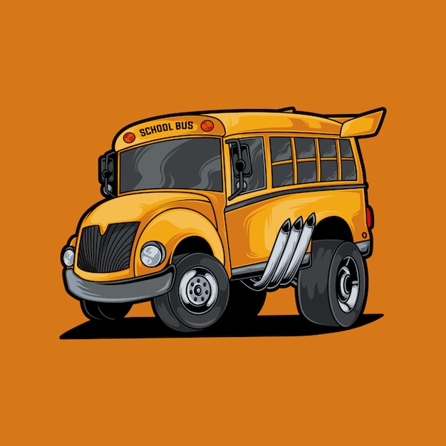 School bus racing illustration