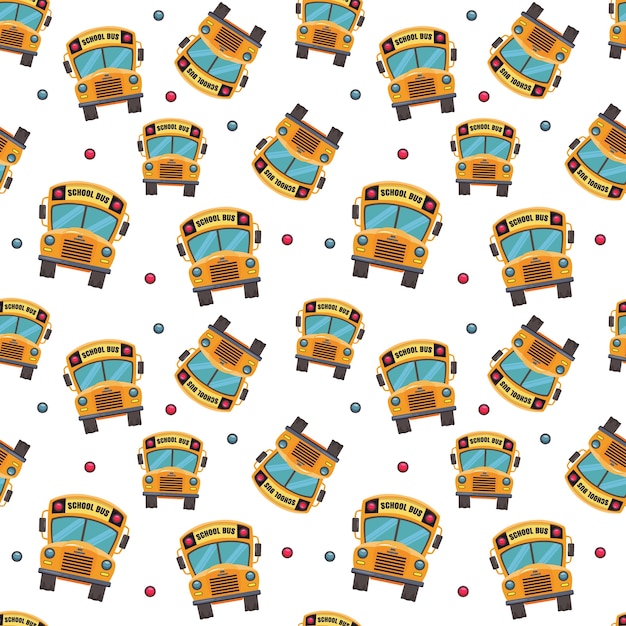 School Bus Seamless Pattern