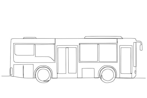 A school bus for student transportation one line art