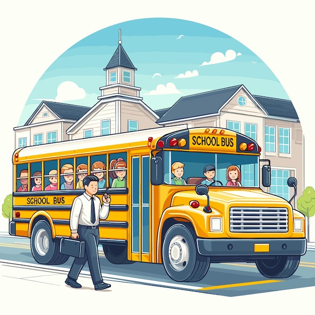 Vector school bus vector cartoons ai generated